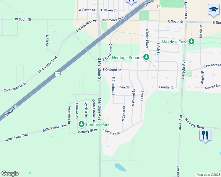 map of restaurants, bars, coffee shops, grocery stores, and more near 848 South Chestnut Street in Belle Plaine