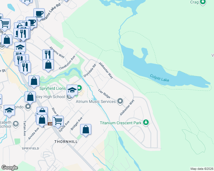 map of restaurants, bars, coffee shops, grocery stores, and more near 29 Quartz Drive in Halifax