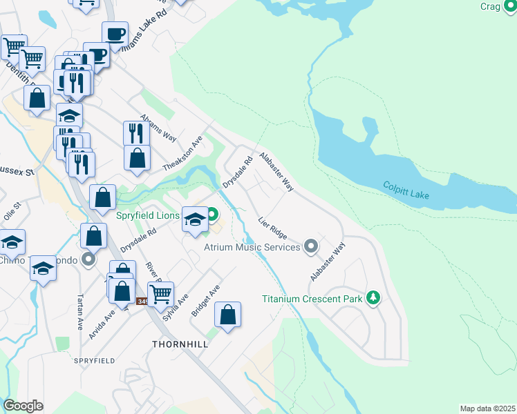 map of restaurants, bars, coffee shops, grocery stores, and more near 60 Lier Ridge in Halifax