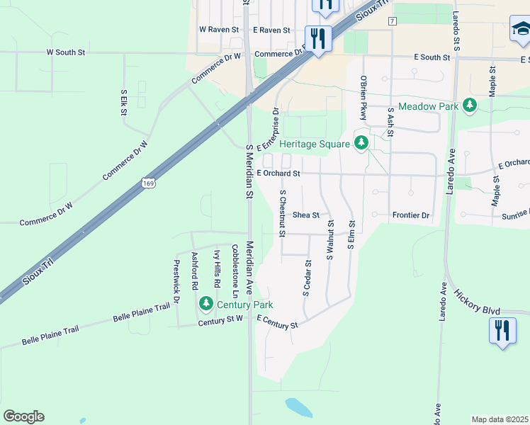 map of restaurants, bars, coffee shops, grocery stores, and more near 848 South Chestnut Street in Belle Plaine