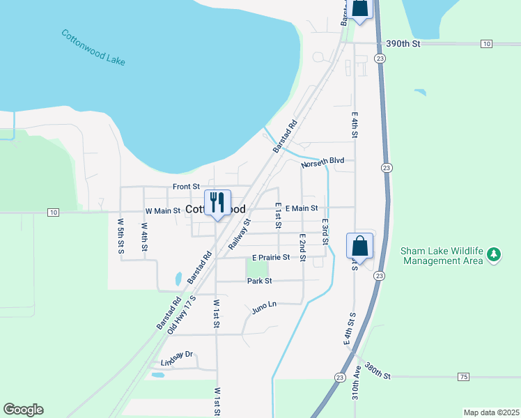 map of restaurants, bars, coffee shops, grocery stores, and more near 86 East Main Street in Cottonwood