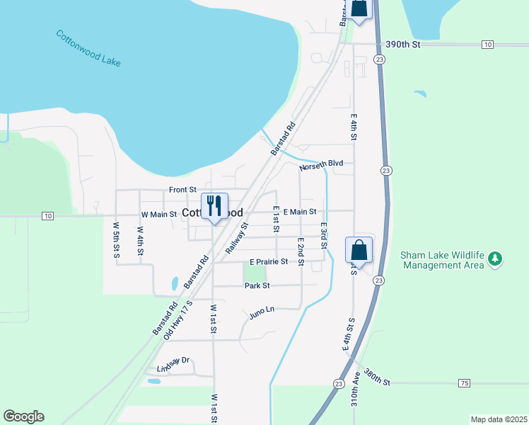 map of restaurants, bars, coffee shops, grocery stores, and more near 86 East Main Street in Cottonwood