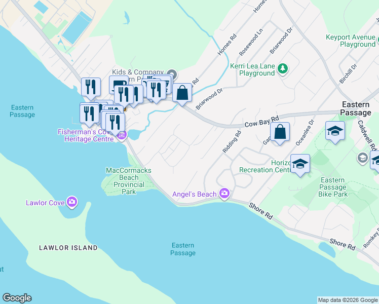 map of restaurants, bars, coffee shops, grocery stores, and more near 152 Sailors Trail in Eastern Passage