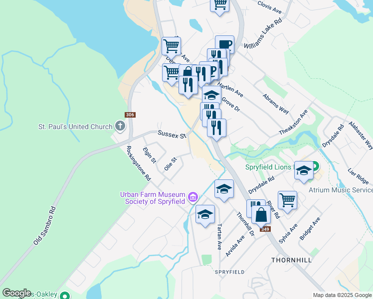 map of restaurants, bars, coffee shops, grocery stores, and more near 9 Kidston Road in Halifax