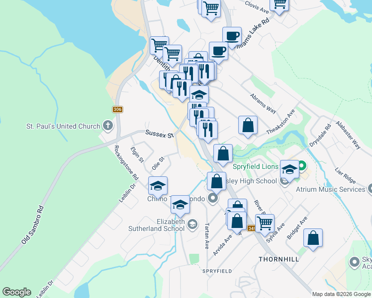 map of restaurants, bars, coffee shops, grocery stores, and more near 16 Sussex Street in Halifax