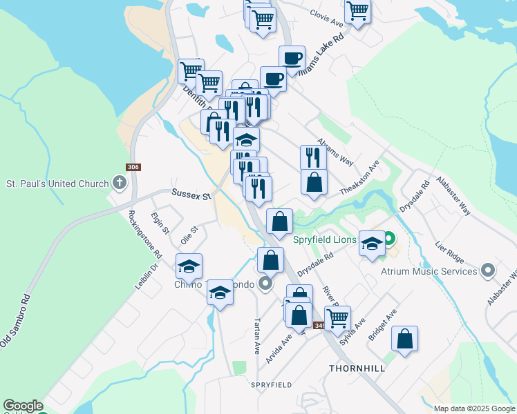map of restaurants, bars, coffee shops, grocery stores, and more near 386 Herring Cove Road in Halifax