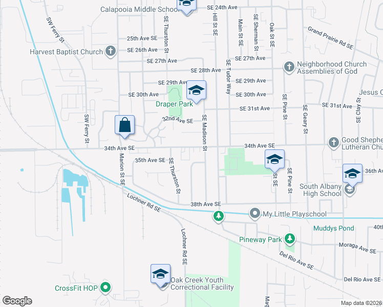 map of restaurants, bars, coffee shops, grocery stores, and more near 820 34th Avenue Southeast in Albany
