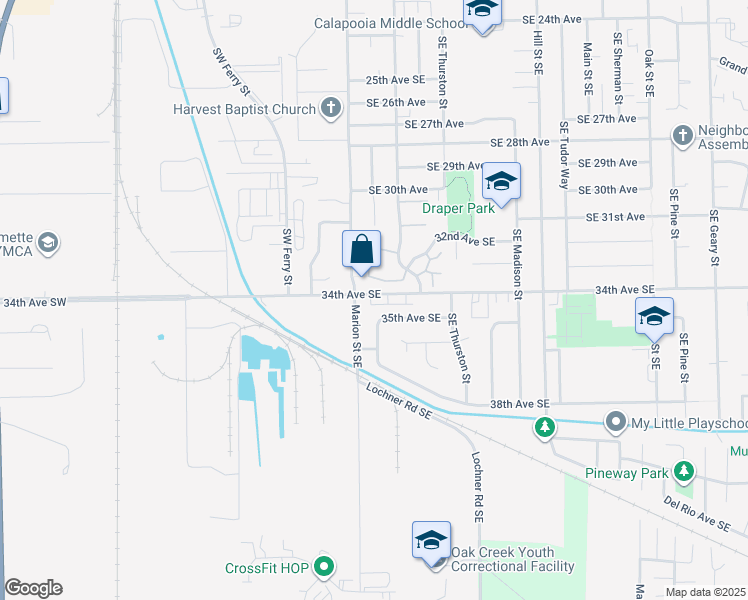 map of restaurants, bars, coffee shops, grocery stores, and more near 324 34th Avenue Southeast in Albany