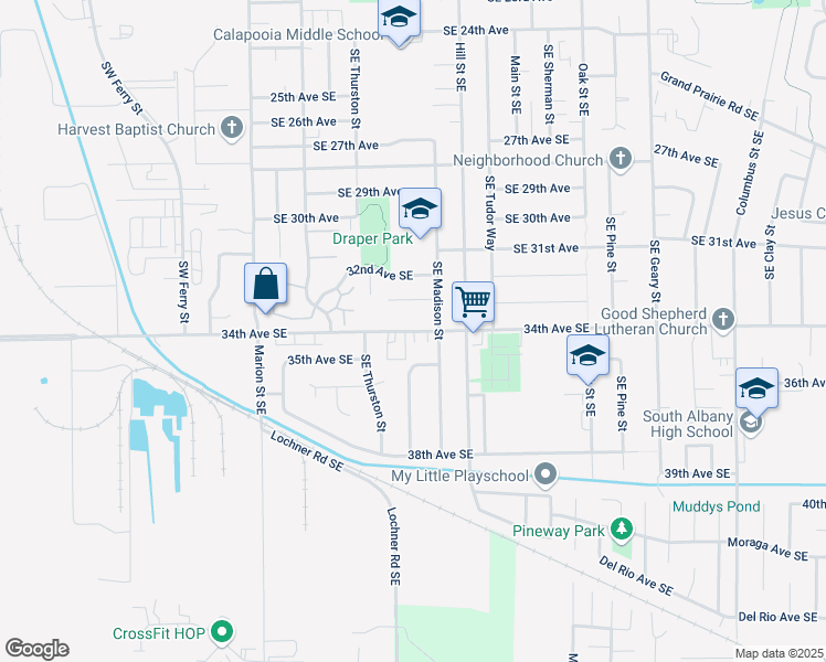 map of restaurants, bars, coffee shops, grocery stores, and more near 830 34th Avenue Southeast in Albany
