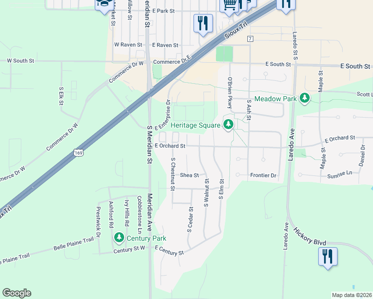 map of restaurants, bars, coffee shops, grocery stores, and more near 800 Shea Circle in Belle Plaine