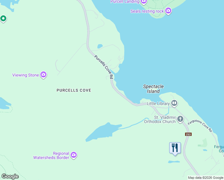 map of restaurants, bars, coffee shops, grocery stores, and more near 521 Purcells Cove Road in Halifax
