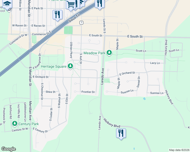 map of restaurants, bars, coffee shops, grocery stores, and more near 804 Heritage Trail in Belle Plaine