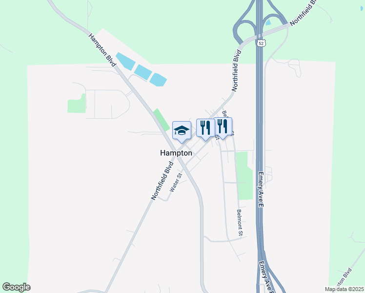 map of restaurants, bars, coffee shops, grocery stores, and more near 23335 Northfield Boulevard in Hampton