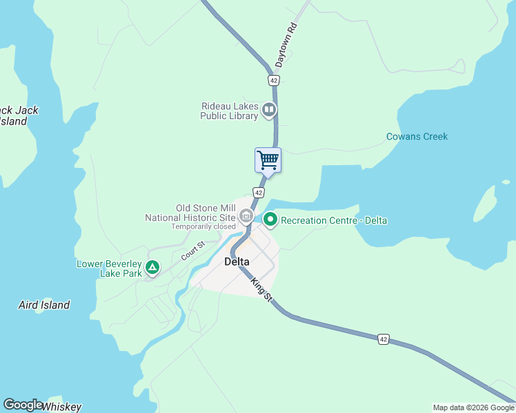 map of restaurants, bars, coffee shops, grocery stores, and more near 34 King Street in Delta