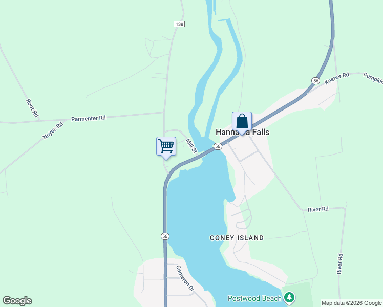 map of restaurants, bars, coffee shops, grocery stores, and more near 24 Mill St in Potsdam