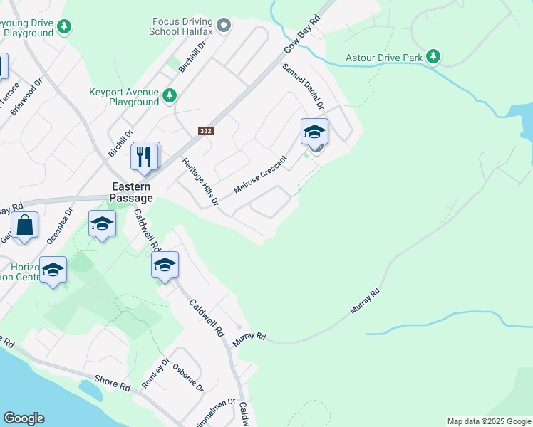 map of restaurants, bars, coffee shops, grocery stores, and more near 169 Vicky Crescent in Eastern Passage
