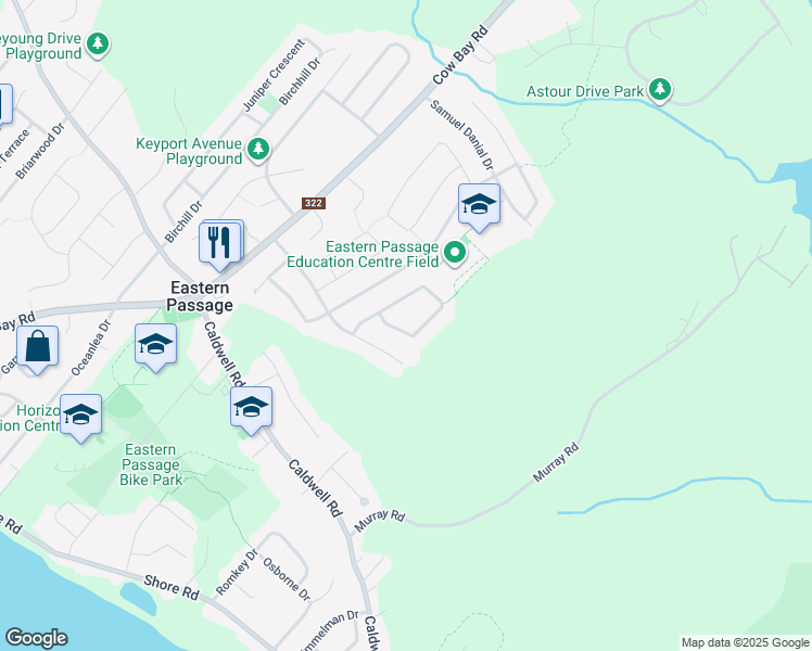 map of restaurants, bars, coffee shops, grocery stores, and more near 169 Vicky Crescent in Eastern Passage