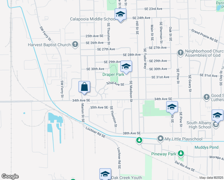 map of restaurants, bars, coffee shops, grocery stores, and more near 674 32nd Avenue Southeast in Albany