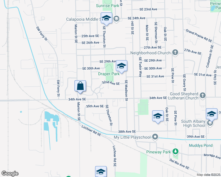 map of restaurants, bars, coffee shops, grocery stores, and more near 802 32nd Avenue Southeast in Albany