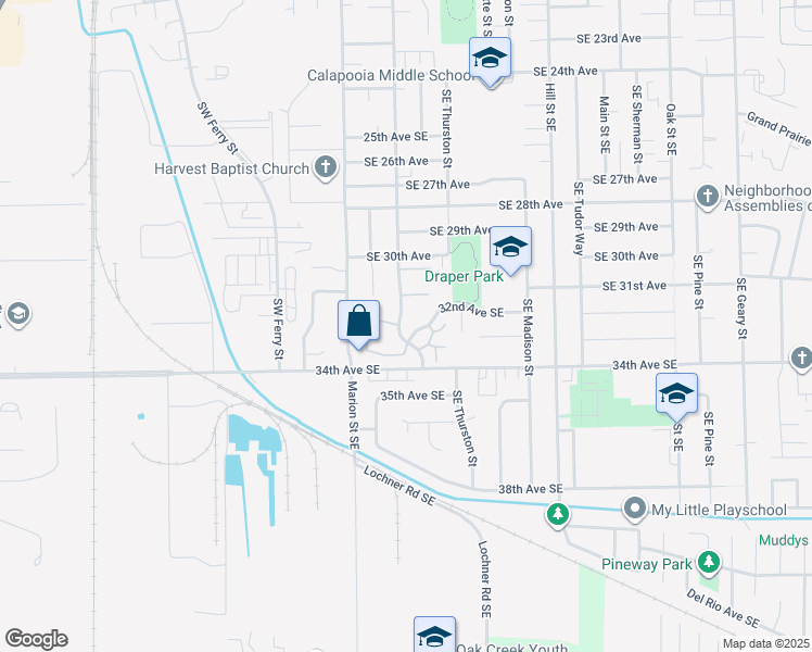 map of restaurants, bars, coffee shops, grocery stores, and more near 523 32nd Avenue Southeast in Albany
