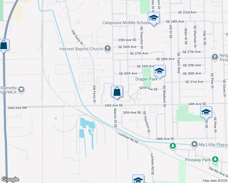 map of restaurants, bars, coffee shops, grocery stores, and more near 3224 Marion Street Southeast in Albany