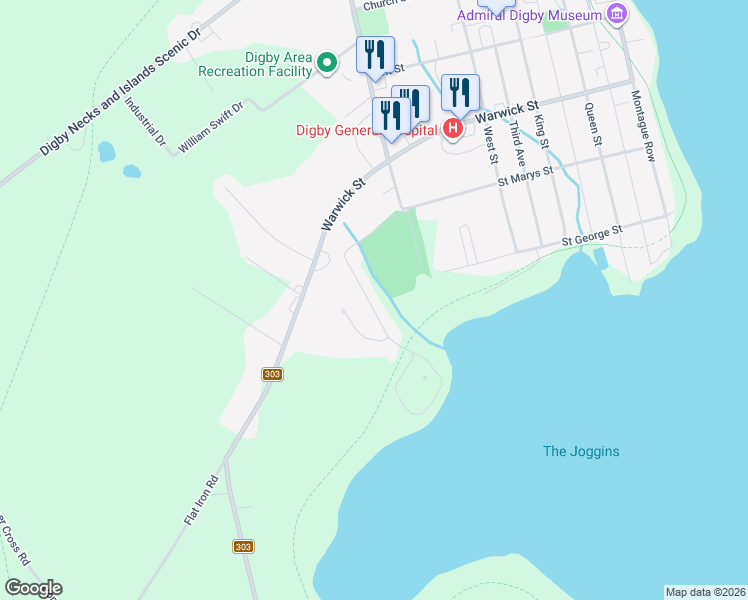 map of restaurants, bars, coffee shops, grocery stores, and more near 35 Pleasant Street in Digby