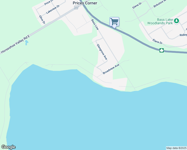 map of restaurants, bars, coffee shops, grocery stores, and more near 64 Ward Avenue in Orillia