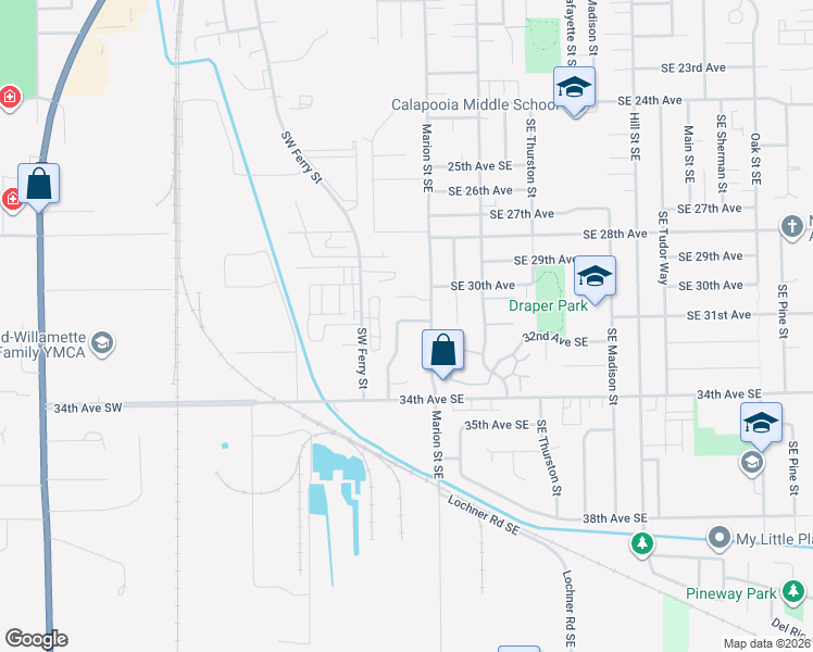 map of restaurants, bars, coffee shops, grocery stores, and more near 3224 Marion Street Southeast in Albany