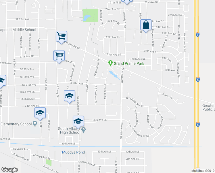 map of restaurants, bars, coffee shops, grocery stores, and more near 3105 Ermine Street Southeast in Albany