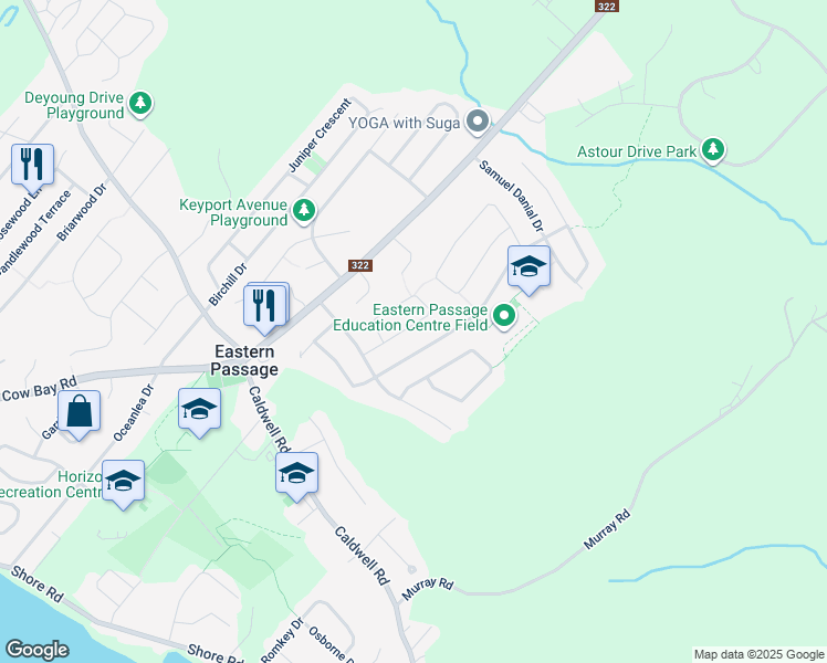 map of restaurants, bars, coffee shops, grocery stores, and more near 51 Serop Crescent in Eastern Passage