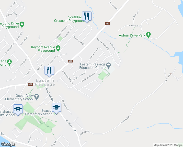 map of restaurants, bars, coffee shops, grocery stores, and more near 152 Melrose Crescent in Eastern Passage