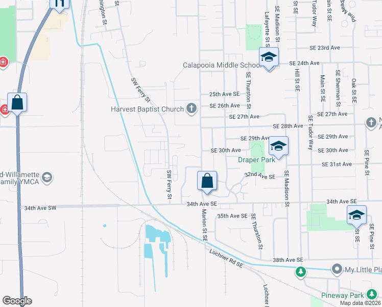 map of restaurants, bars, coffee shops, grocery stores, and more near 261 Southeast 30th Place in Albany