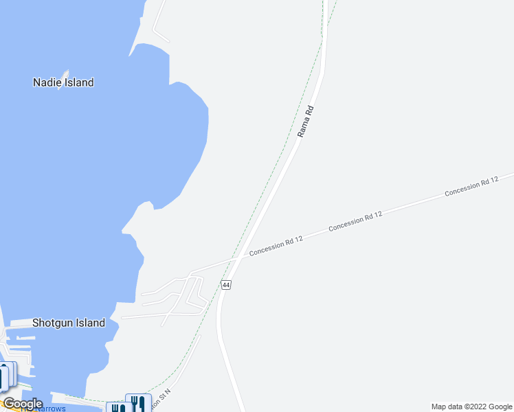 map of restaurants, bars, coffee shops, grocery stores, and more near Ramara Trail in Ramara