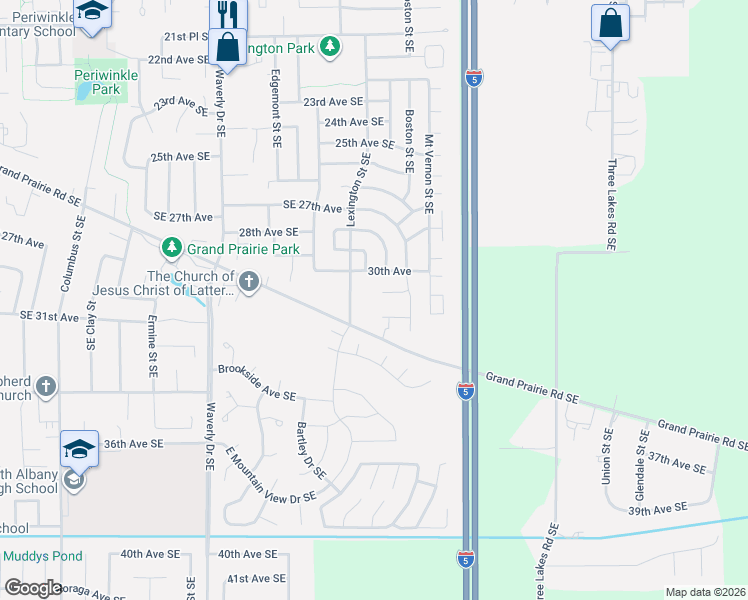 map of restaurants, bars, coffee shops, grocery stores, and more near 3152 Isaac Avenue Southeast in Albany
