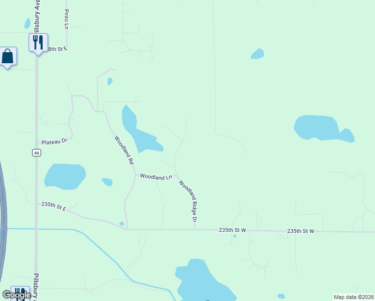 map of restaurants, bars, coffee shops, grocery stores, and more near 23145 Woodland Ridge Drive in Lakeville
