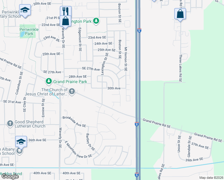 map of restaurants, bars, coffee shops, grocery stores, and more near 2996 Monticello Street in Albany