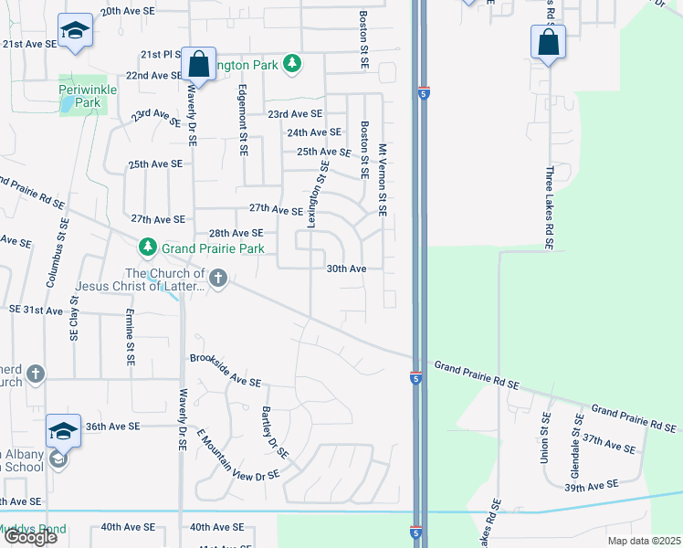 map of restaurants, bars, coffee shops, grocery stores, and more near 3122 30th Avenue Southeast in Albany
