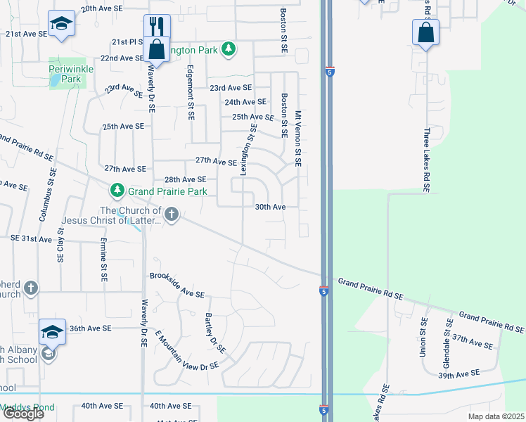 map of restaurants, bars, coffee shops, grocery stores, and more near 3118 30th Avenue Southeast in Albany