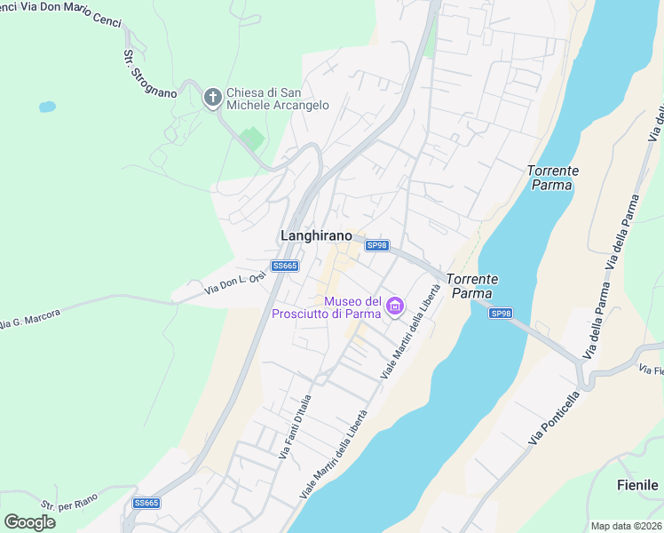 map of restaurants, bars, coffee shops, grocery stores, and more near Vicolo del Giardino in Langhirano