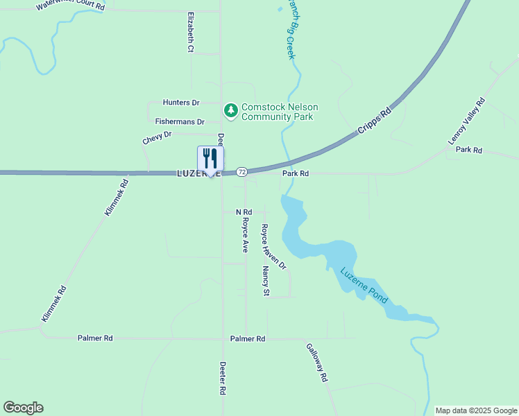 map of restaurants, bars, coffee shops, grocery stores, and more near 2291-2371 Royce Haven in Luzerne