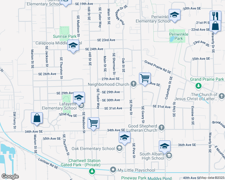 map of restaurants, bars, coffee shops, grocery stores, and more near 1311 Southeast 29th Avenue in Albany