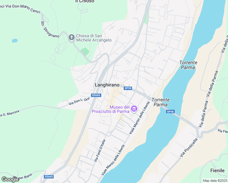 map of restaurants, bars, coffee shops, grocery stores, and more near Vicolo del Giardino in Langhirano