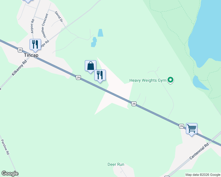 map of restaurants, bars, coffee shops, grocery stores, and more near 3057 County Road 29 in Brockville