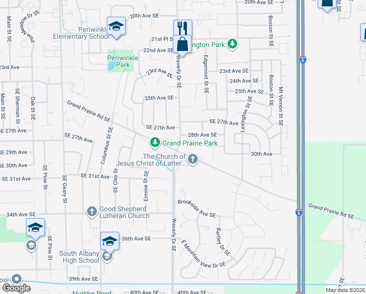 map of restaurants, bars, coffee shops, grocery stores, and more near 2900 Raleigh Court Southeast in Albany