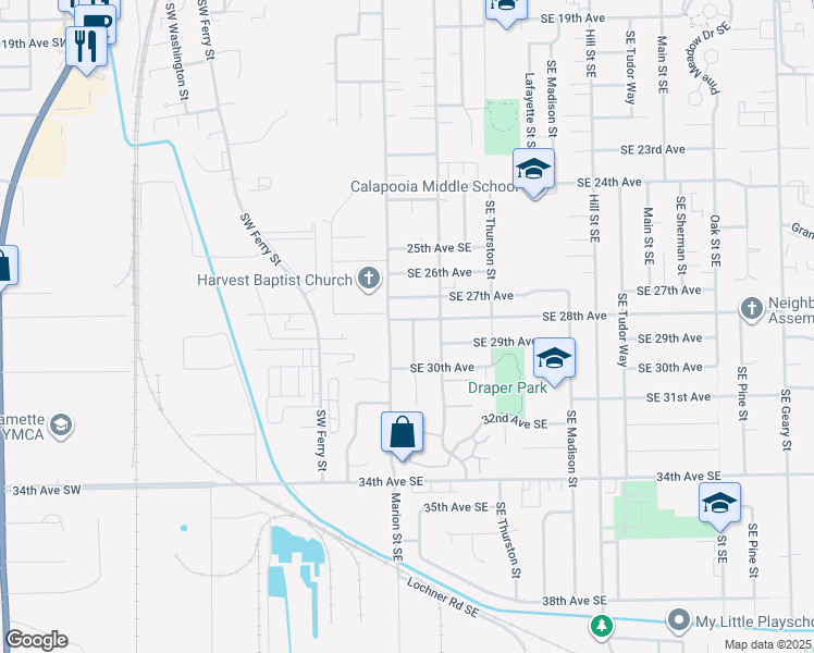 map of restaurants, bars, coffee shops, grocery stores, and more near 326 Southeast 28th Avenue in Albany