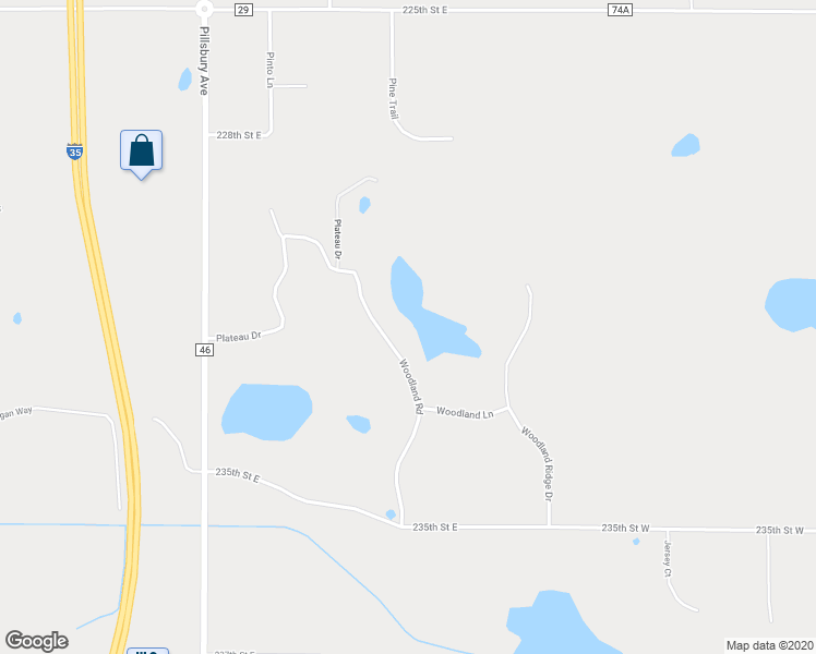 map of restaurants, bars, coffee shops, grocery stores, and more near 23113 Woodland Road in Lakeville