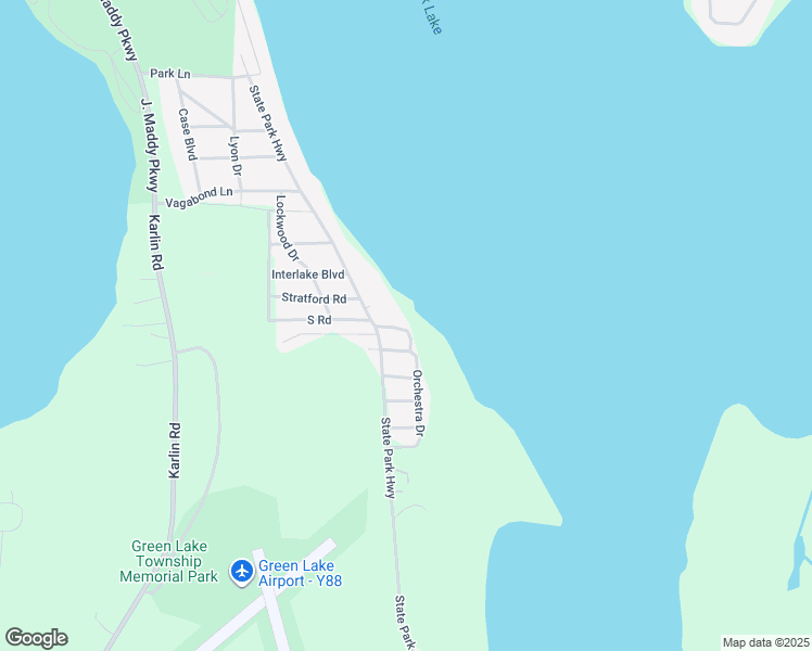 map of restaurants, bars, coffee shops, grocery stores, and more near 8701 South Road in Interlochen