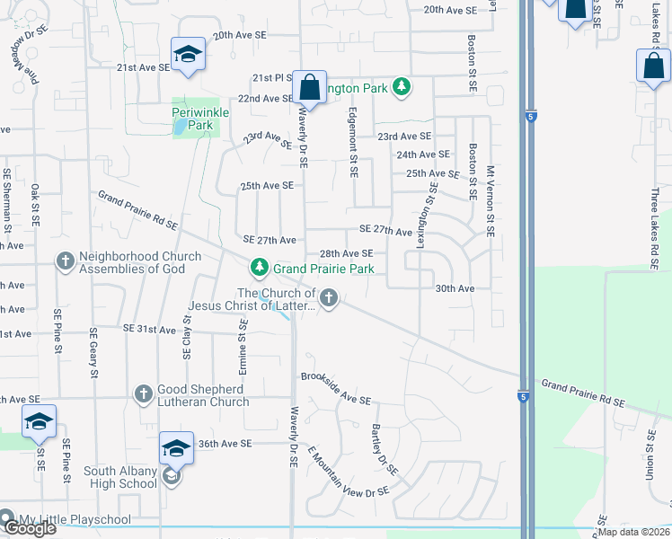 map of restaurants, bars, coffee shops, grocery stores, and more near 2845 Raleigh Court Southeast in Albany