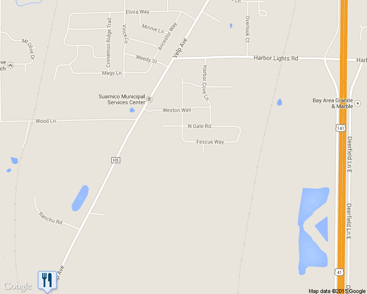 map of restaurants, bars, coffee shops, grocery stores, and more near 2095 Fescue Way in Green Bay