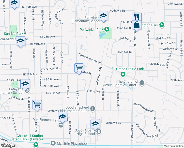 map of restaurants, bars, coffee shops, grocery stores, and more near 1998 27th Avenue Southeast in Albany